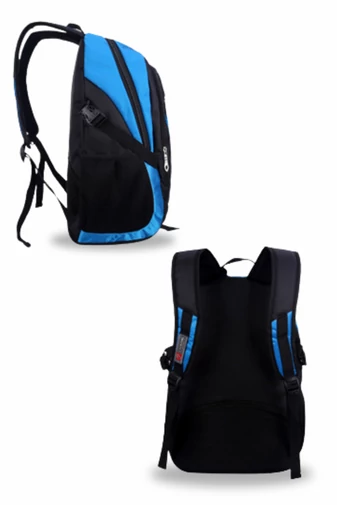 Ghiozdan Din Poliester Impermeabil Albastru Deschis Cu Negru Cu Compartimente Multiple 46*32*19cm