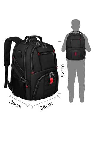 Rucsac Multifuncțional Impermeabil Cu Port USB Compartiment Laptop Și Multe Buzunare 52*38*24 cm