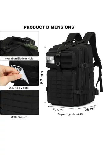 Ghiozdan Drumeții Negru Cu O Capacitate Mare Impermeabil Extrem De Rezistent 53*35*25cm