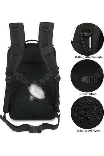 Ghiozdan Drumeții Negru Cu O Capacitate Mare Impermeabil Extrem De Rezistent 53*35*25cm
