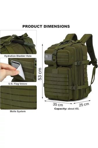 Ghiozdan Drumeții Negru Cu O Capacitate Mare Impermeabil Extrem De Rezistent 53*35*25cm