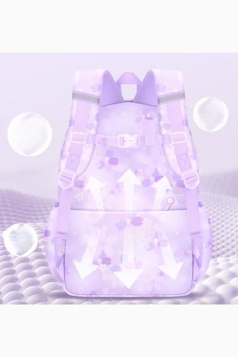 Ghiozdan Școală Pentru Copii Cu Buzunar Frontal Deschidere La 180° Ultra Ușor Violet Impermeabil 44*31,5*17cm