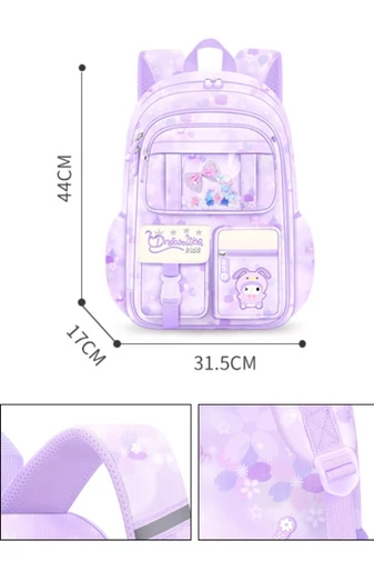 Ghiozdan Școală Pentru Copii Cu Buzunar Frontal Deschidere La 180° Ultra Ușor Violet Impermeabil 44*31,5*17cm