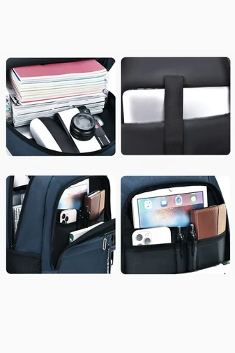 Rucsac Multifuncțional Impermeabil Negru Pentru Școala Ideal Pentru Laptop Cu Port USB 46*32*15cm