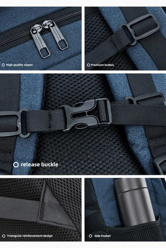 Rucsac Multifuncțional Impermeabil Negru Pentru Școala Ideal Pentru Laptop Cu Port USB 46*32*15cm