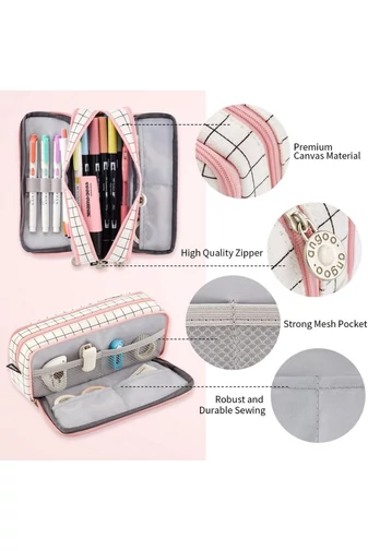 Penar Multifuncțional Alb Din Material Textil Rezistent Cu Compartimente Multiple 23*9*7cm