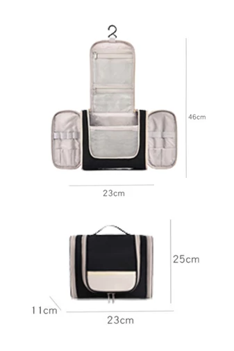 Set Călătorie 3în1 Troler De Cabină Cu Pereți Rigizi, Geantă Voiaj Dimensiune Wizzair 40*30*20 Și Geantă Cosmetice Negru Bonluo