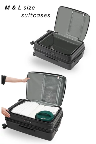 Troler Mediu Culoarea Sampanie Din PP Cu Spațiu Extensibil Și Cifru TSA  64*41*27cm