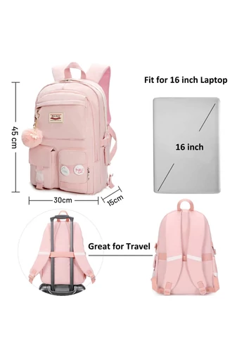 Bonluo Ghiozdan Roz Cu Spațiu Pentru Laptop De Dimensiunea 45*30*15cm