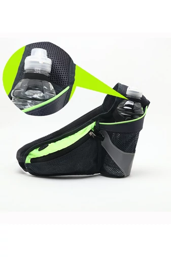 Borseta Sport Unisex Cu Suport Pentru Sticlă Bonluo Negru Cu Verde 