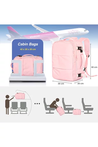 Rucsac Multifunctional Wizzair 40*30*20cm Roz Deschis Bonluo Cu Spatiu Laptop 15.6''