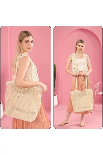 Geantă Plajă Din Plasă Cu Bază Din Material Oxford Pliabilă Ușoară Capacitate Mare 37*35*14cm Bonluo