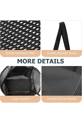 eantă Plajă Din Plasă Cu Bază Din Material Oxford Neagră Pliabilă Ușoară Capacitate Mare 37*35*14cm Bonluo