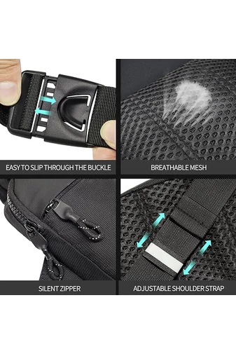 Geantă Mini Crossbody Albastru Închis Bonluo Unisex Curea Reglabilă Ideală Pentru Sport Din Poliester 19*13*3cm