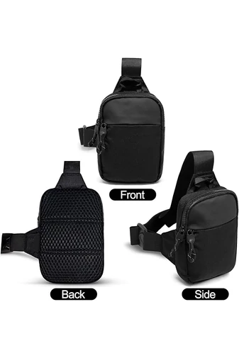 Geantă Mini Crossbody Neagră Bonluo Unisex Curea Reglabilă Ideală Pentru Sport Din Poliester 19*13*3cm