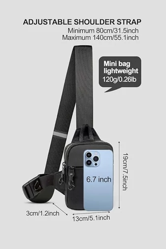 Geantă Mini Crossbody Neagră Bonluo Unisex Curea Reglabilă Ideală Pentru Sport Din Poliester 19*13*3cm