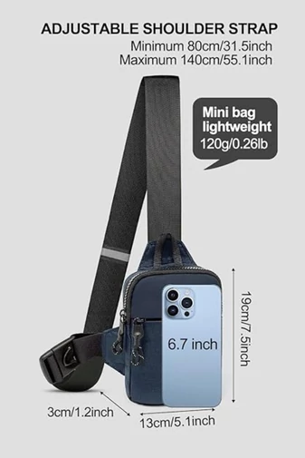 Geantă Mini Crossbody Albastru Închis Bonluo Unisex Curea Reglabilă Ideală Pentru Sport Din Poliester 19*13*3cm