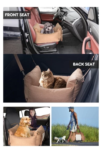 Scaun Auto Pentru Animale Husa Detașabilă Negru Cu Gri Material Sintetic 60*50*30cm 