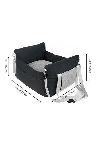 Scaun Auto Pentru Animale Husa Detașabilă Negru Cu Gri Material Sintetic 60*50*30cm 