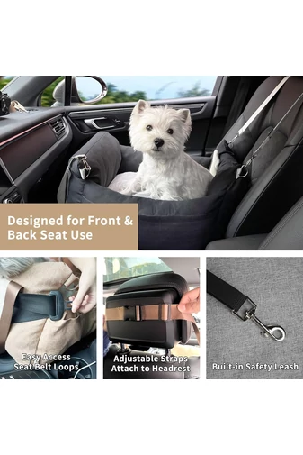 Scaun Auto Pentru Animale Husa Detașabilă Negru Cu Gri Material Sintetic 60*50*30cm 