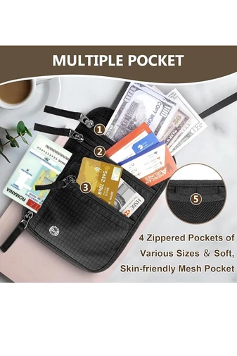 Port Document De Călătorie Unisex Negru Bonluo Cu Protecție RFID Impermeabil 20*14cm