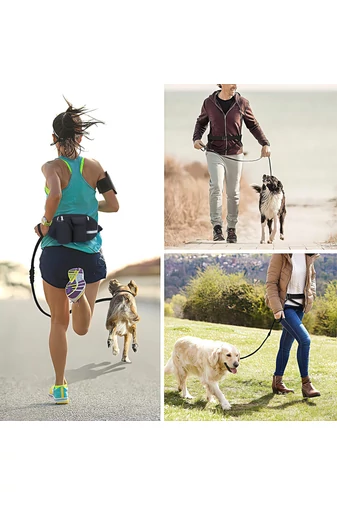 Borsetă Multifuncțională Cu Lesă Pentru Câini Neagra Ideală Pentru Jogging Drumetii Bonluo