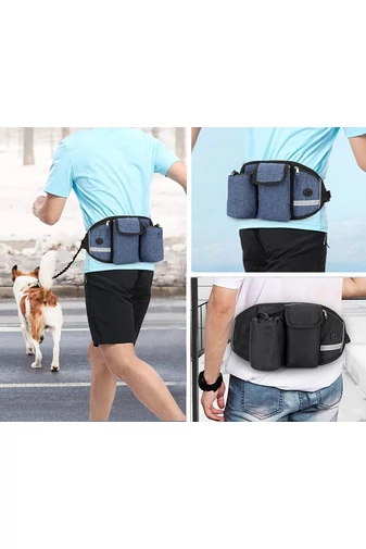 Borsetă Multifuncțională Cu Lesă Pentru Câini Neagra Ideală Pentru Jogging Drumetii Bonluo