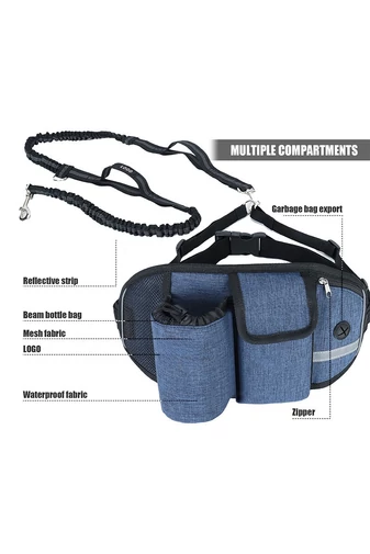 Borsetă Multifuncțională Cu Lesă Pentru Câini Neagra Ideală Pentru Jogging Drumetii Bonluo
