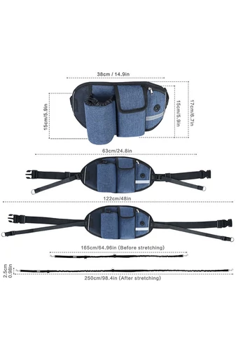 Borsetă Multifuncțională Cu Lesă Pentru Câini Neagra Ideală Pentru Jogging Drumetii Bonluo