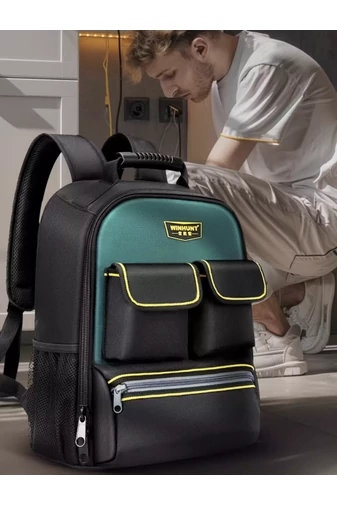 Rucsac Pentru Unelte Profesional Negru Extrem De Rezistent Cu Compartimentare Eficienta 43*31*18cm