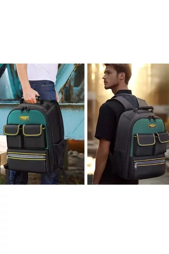 Rucsac Pentru Unelte Profesional Negru Extrem De Rezistent Cu Compartimentare Eficienta 43*31*18cm