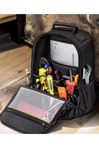 Rucsac Pentru Unelte Profesional Negru Extrem De Rezistent Cu Compartimentare Eficienta 43*31*18cm