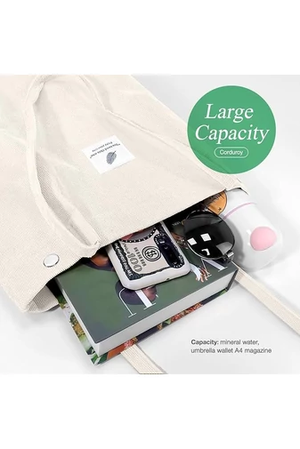 Geantă Tote Stil Sacosă Casual Pânză Bej Bonluo Spațioasă Rezistentă Și Elegantă 38*35*11cm