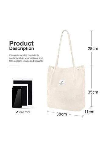 Geantă Tote Stil Sacosă Casual Pânză Bej Bonluo Spațioasă Rezistentă Și Elegantă 38*35*11cm