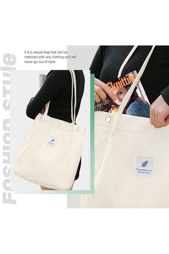 Geantă Tote Stil Sacosă Casual Pânză Bej Bonluo Spațioasă Rezistentă Și Elegantă 38*35*11cm
