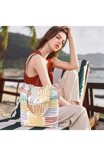 Geantă Tote Stil Sacosă Casual Pânză Colorat Bonluo Spațioasă Rezistentă Și Elegantă 38*35*11cm