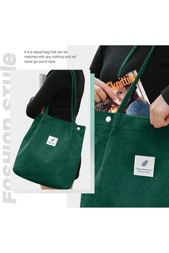 Geantă Tote Stil Sacosă Casual Pânză Verde Închis Bonluo Spațioasă Rezistentă Și Elegantă 38*35*11cm