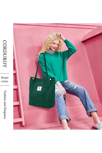 Geantă Tote Stil Sacosă Casual Pânză Verde Închis Bonluo Spațioasă Rezistentă Și Elegantă 38*35*11cm