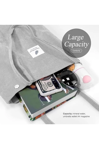 Geantă Tote Stil Sacosă Casual Pânză Gri Bonluo Spațioasă Rezistentă Și Elegantă 38*35*11cm