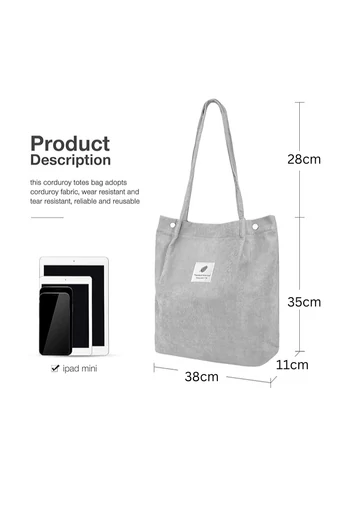 Geantă Tote Stil Sacosă Casual Pânză Gri Bonluo Spațioasă Rezistentă Și Elegantă 38*35*11cm