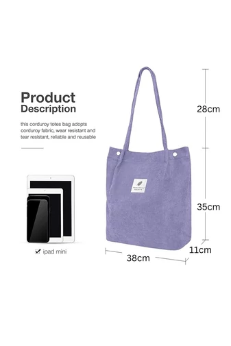 Geantă Tote Stil Sacosă Casual Pânză Mov Deschis Bonluo Spațioasă Rezistentă Și Elegantă 38*35*11cm