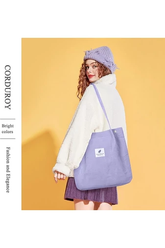 Geantă Tote Stil Sacosă Casual Pânză Mov Deschis Bonluo Spațioasă Rezistentă Și Elegantă 38*35*11cm