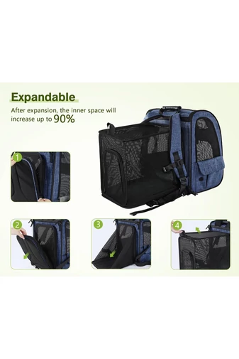 Rucsac Extensibil Pentru Animale De Companie Albastru Confort Bonluo 54*41*34 cm