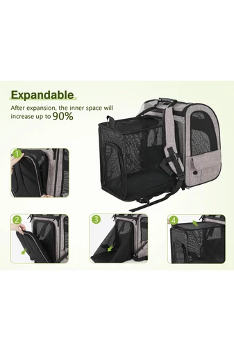 Rucsac Extensibil Pentru Animale De Companie Gri Confort Bonluo 54*41*34 cm