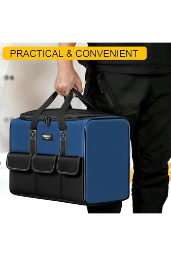 Geantă Pentru Scule Albastră Material Oxford Rezistent Cu Bază Întărită Și Deschidere Largă 36*21*24cm