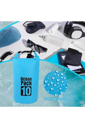 Sac Impermeabil Etans Multifuncțional 10L Albastru Bonluo 500D PVC Cu O Singură Bretea