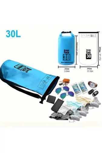 Sac Impermeabil Etans Multifuncțional 30L Albastru Bonluo 500D PVC Cu Bretea Dublă