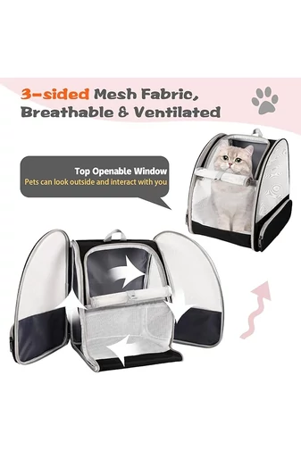 Rucsac Transport Animale De Companie Negru Pliabil Și Confortabil Din Material Oxford 48*38*32cm