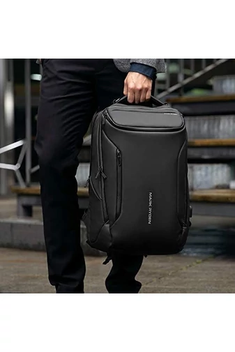 Rucsac Multifuncțional Mark Ryden Negru Pentru Laptop de 17.3 '' Material PU + Oxford, Port USB 45*33*20cm