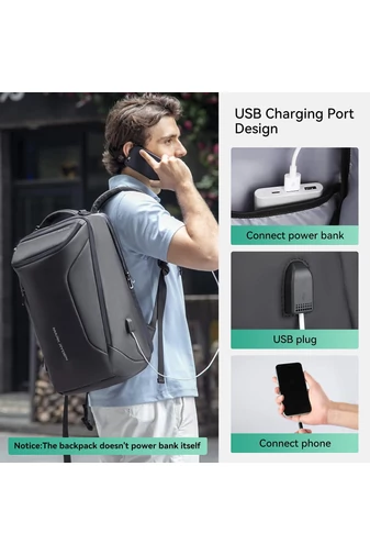 Rucsac Multifuncțional Mark Ryden Negru Pentru Laptop de 17.3 '' Material PU + Oxford, Port USB 45*33*20cm